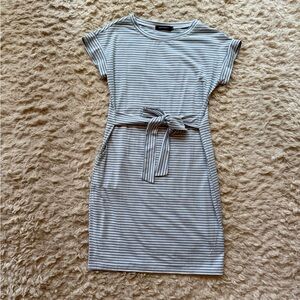 Merokeety brand light blue striped tie waist dress Women’s size medium